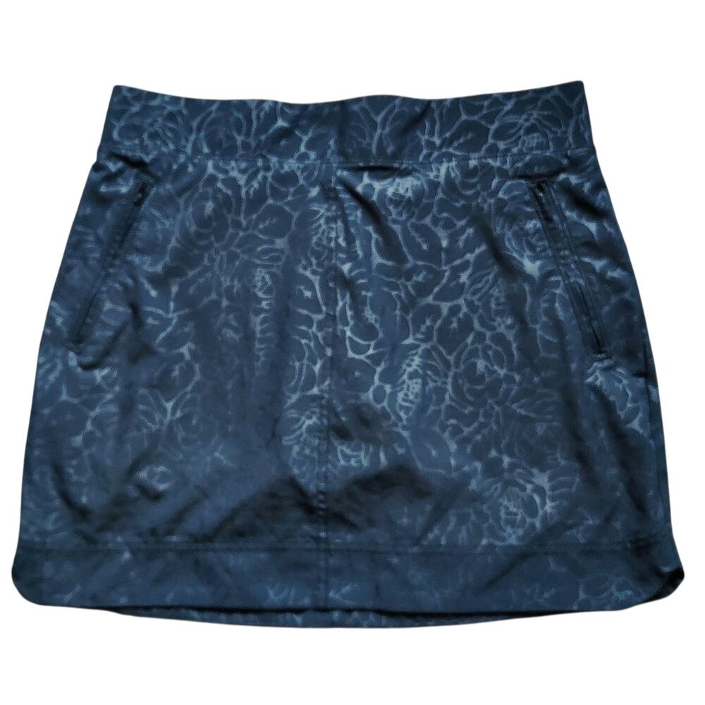 Orvis Women's Black Floral Travel Skort Zip Pockets Mesh Shorts Outdoors Size SM